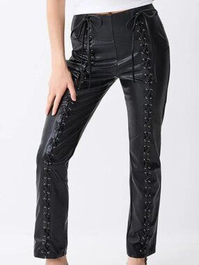 NWT Lace-up faux leather pant